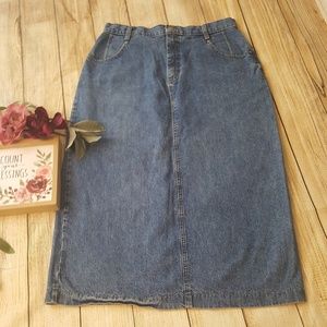 Vintage Lee Denim Jean Skirt Long Modest Size 16